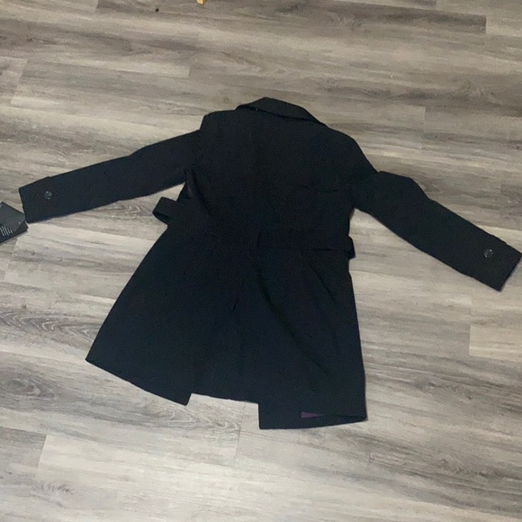 NWT Women’s Black Double Collar Belted Coat Jacket London Fog size Small Petite - Picture 6 of 11